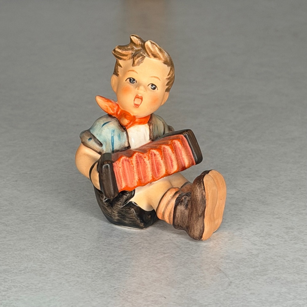 Goebel Hummel Boy Playing‎ Accordion Figurine W Germany Vintage Porcelain 3 Inch